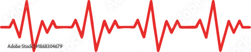 Heart Rhythm Icon. Electrocardiogram, ECG - EKG signal, Heart Beat pulse line concept design element. Heartbeat line, pulse, cardiogram, medical health care, heart rhythm, red outline vector.