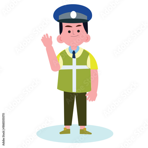 little male police vector standing greeting