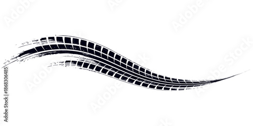 Tire track. Car, bike, motorcycle tyre mark with grunge effect isolated on white background. Wheel footprint on the road.