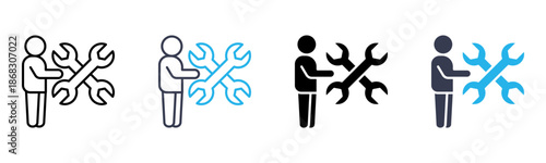 Initial Support icon multiple style vector illustration