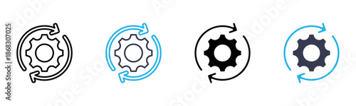 Process icon multiple style vector illustration