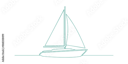 A continuous line art of a sailboat. Business graphic

