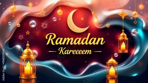 greeting card or banner for the Islamic holy month of Ramadan. The text in the image reads 