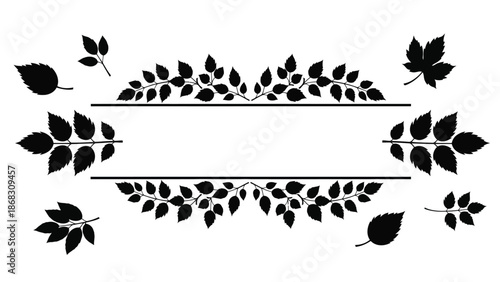 A decorative frame composed of leaves and simple horizontal lines