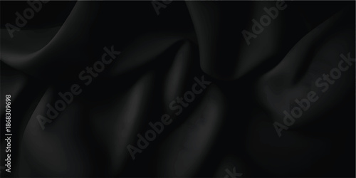 Luxurious black satin drapes elegantly with soft folds and flowing curves, creating a smooth and sophisticated texture for backgrounds.