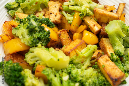 Vegan Smoked Tofu Stir Fry with Broccoli and Bell Peppers