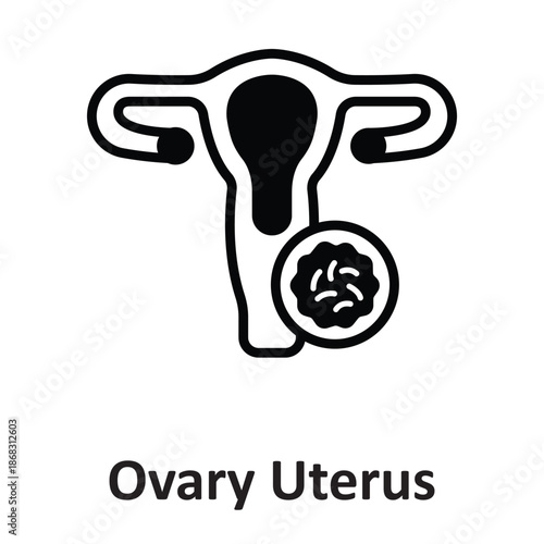 Ovary Uterus Vector Icon which can easily modify or edit