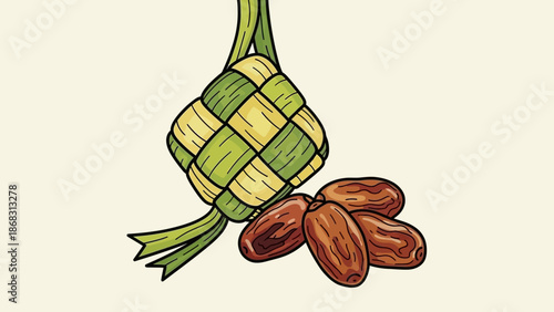 Kupat and Dates A Ramadan Delight symbolizing Fasting and Sweetness