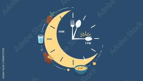Intermittent Fasting Clock Balancing Eating and Fasting Windows with Healthy Food Choices