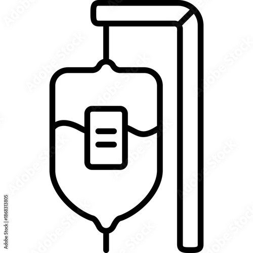 Blood Transfusion Procedure Line Icon: Hospital and Medicine