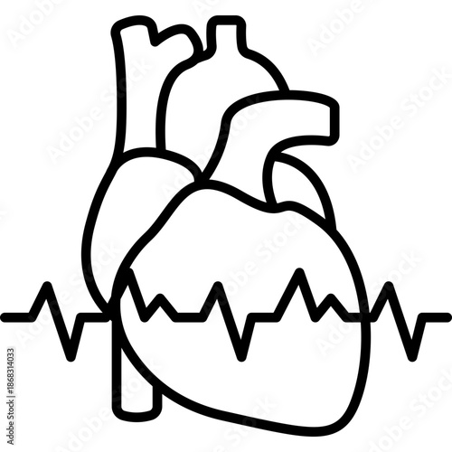 Arrhythmia Irregular Heartbeat Line Icon: Cardiology and Pulse