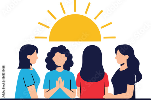 Women community and shared future concept flat vector