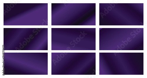 Collection of purple metallic gradient. Brilliant plates with metallic effect.  Collection of colorful gradients with glossy metal . Vector illustration.   
