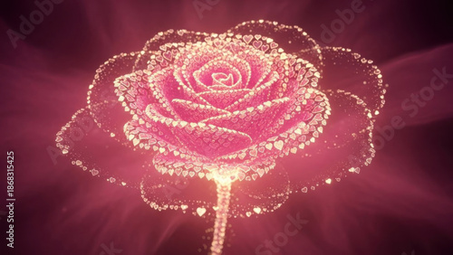 Wallpaper Mural "Glowing Heart-Patterned Rose with Magical Sparkles (Valentine’s Day Symbol of Love on Deep Pink Background)" Torontodigital.ca
