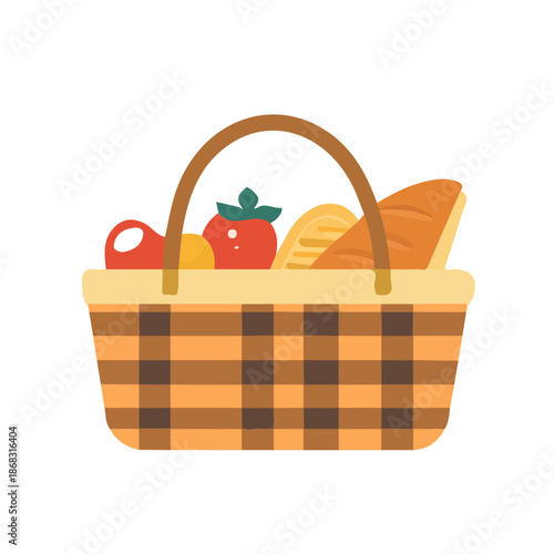 modern element in vector and EPS format, clean vector isolated on a white background, An Icon clipart set, An Imaginary 2D flat icon picnic basket group set