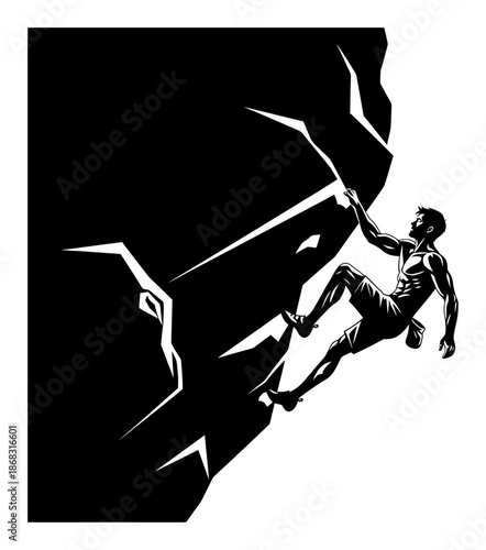 Bouldering Silhouette - Minimalist Rock Climbing Vector