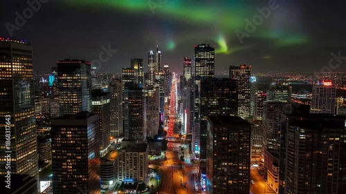 Wallpaper Mural Light display over city skyline with buildings and streets illuminated at night Torontodigital.ca