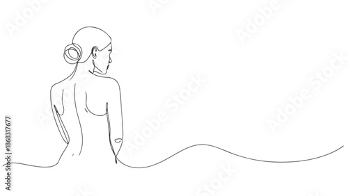 Elegant continuous one line art vector illustration of a woman's back, minimalism in its finest form