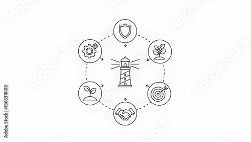 Company mission visual with minimal icons 