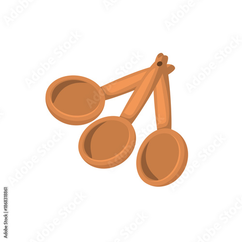 Measuring spoon set icon vector, wooden measuring spoons icon, kitchen utensil for accurate cooking and baking measurements vector illustration