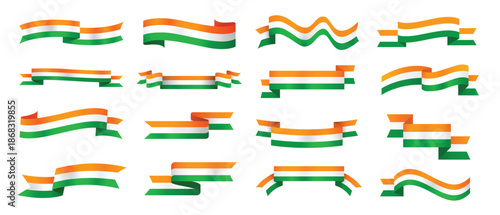 Indian Tricolor Ribbon Wave Set for Republic Day and Independence Day