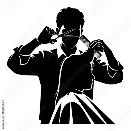 Hairdresser Silhouette - Minimalist Vector Illustration