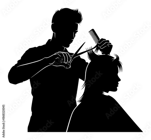 Hairdresser Silhouette - Minimalist Vector Illustration