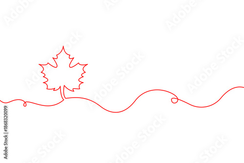 Canada day, one line art style, vector, illustration 