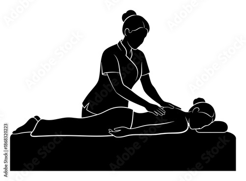 Massage Therapist Silhouette - Minimalist Vector