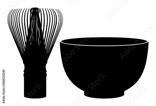 Matcha Whisk & Bowl - Minimalist Vector Illustration