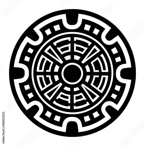 Manhole Cover Silhouette - Minimalist Vector Illustration