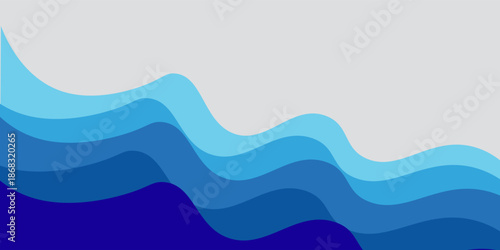Sea waves layer vector background illustration vector. Sea beach vector illustration, banner with space for text. summer sea