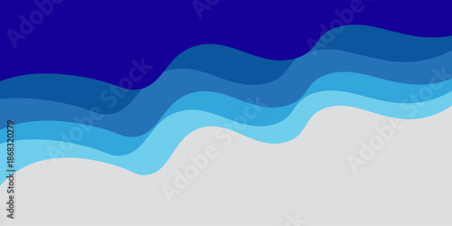 Sea waves layer vector background illustration vector. Sea beach vector illustration, banner with space for text. summer sea