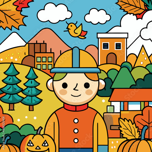 little girl in the autumn park