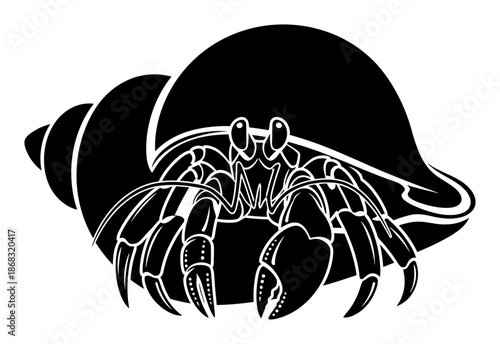 Tableau sur toile Hermit Crab Silhouette - Minimalist Vector Illustration