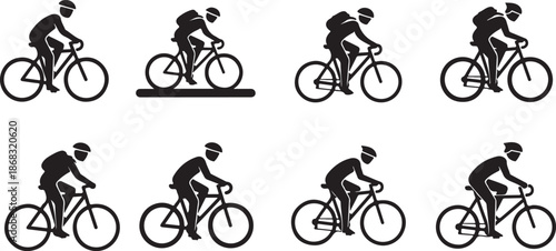 collection of isolated vector icons of cycling people design eps