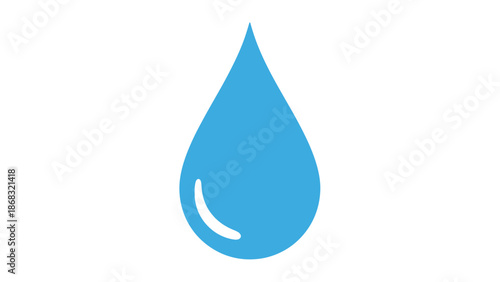 Blue Water Drop Icon Symbolizing Purity and Freshness on Isolated White Background