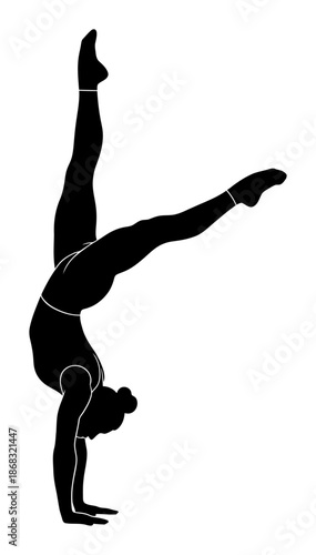 Gymnast Handstand Silhouette - Minimalist Vector