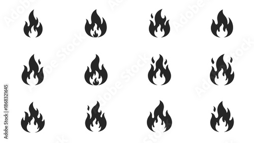 Pattern of black fire flame icons on a plain light background
