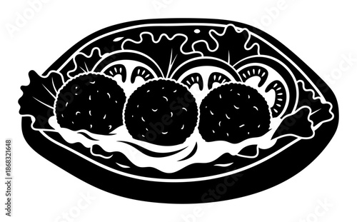 Falafel Pita Silhouette - Minimalist Vector Illustration