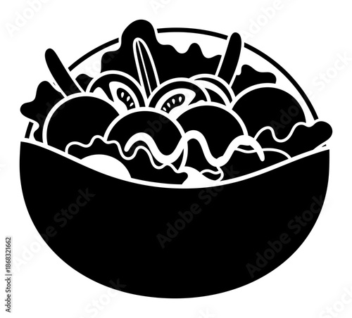 Falafel Pita Silhouette - Minimalist Vector Illustration