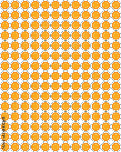 Repeating Grid of Bright Orange Circles