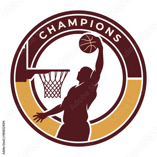Dynamic basketball champions logo