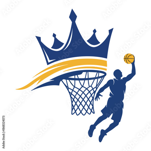 Dynamic basketball player with crown vector illustration