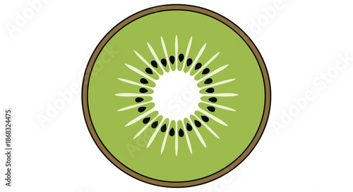 A vibrant green kiwi fruit cut in half isolated on white background