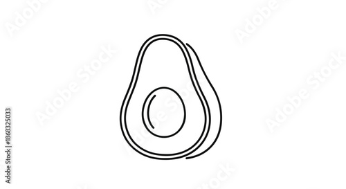 A Simple line art of a halved avocado