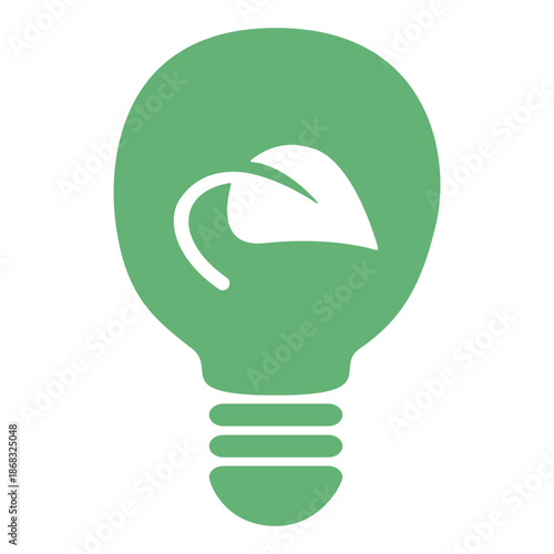 Eco Light Bulb Icon Suitable for Eco-Friendly or Earth Day Icon Design Campaign.