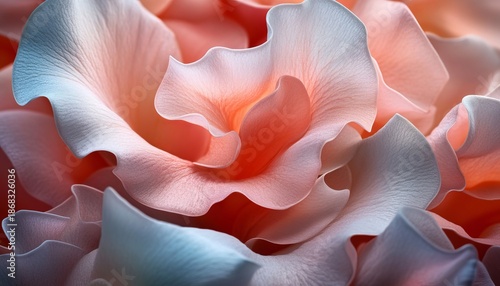 Elegant Rose Petals Displaying Beautiful Gradient Tones, Captivating Abstract Curves and Soft Colors