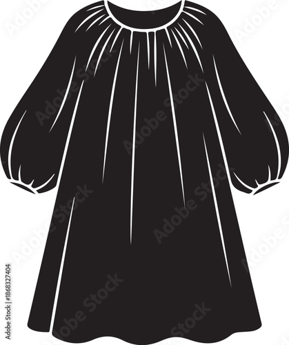 Black long sleeve pleated velvety evening dress