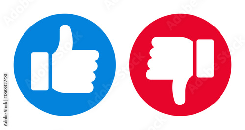 Like and dislike symbol set. Thumbs up and thumbs down icons. Social media buttons.